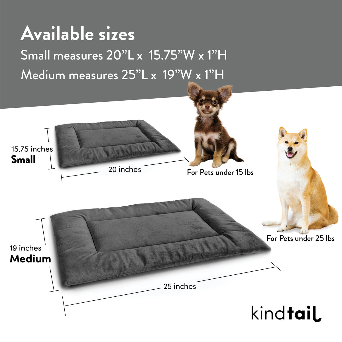 KindTail Pawd® Pad Pet Crate Bed - Light Grey