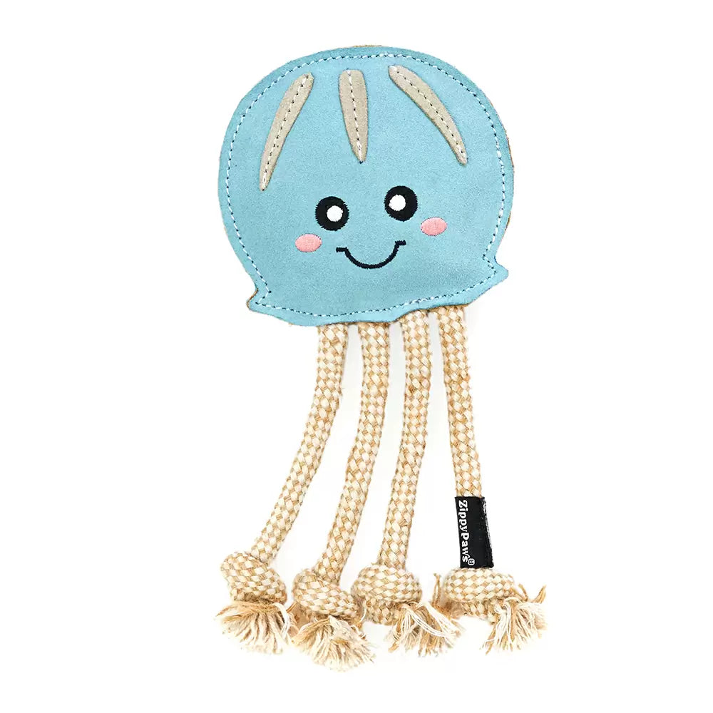 ZippyPaws ecoZippy Suede and Rope Buddies – Jellyfish