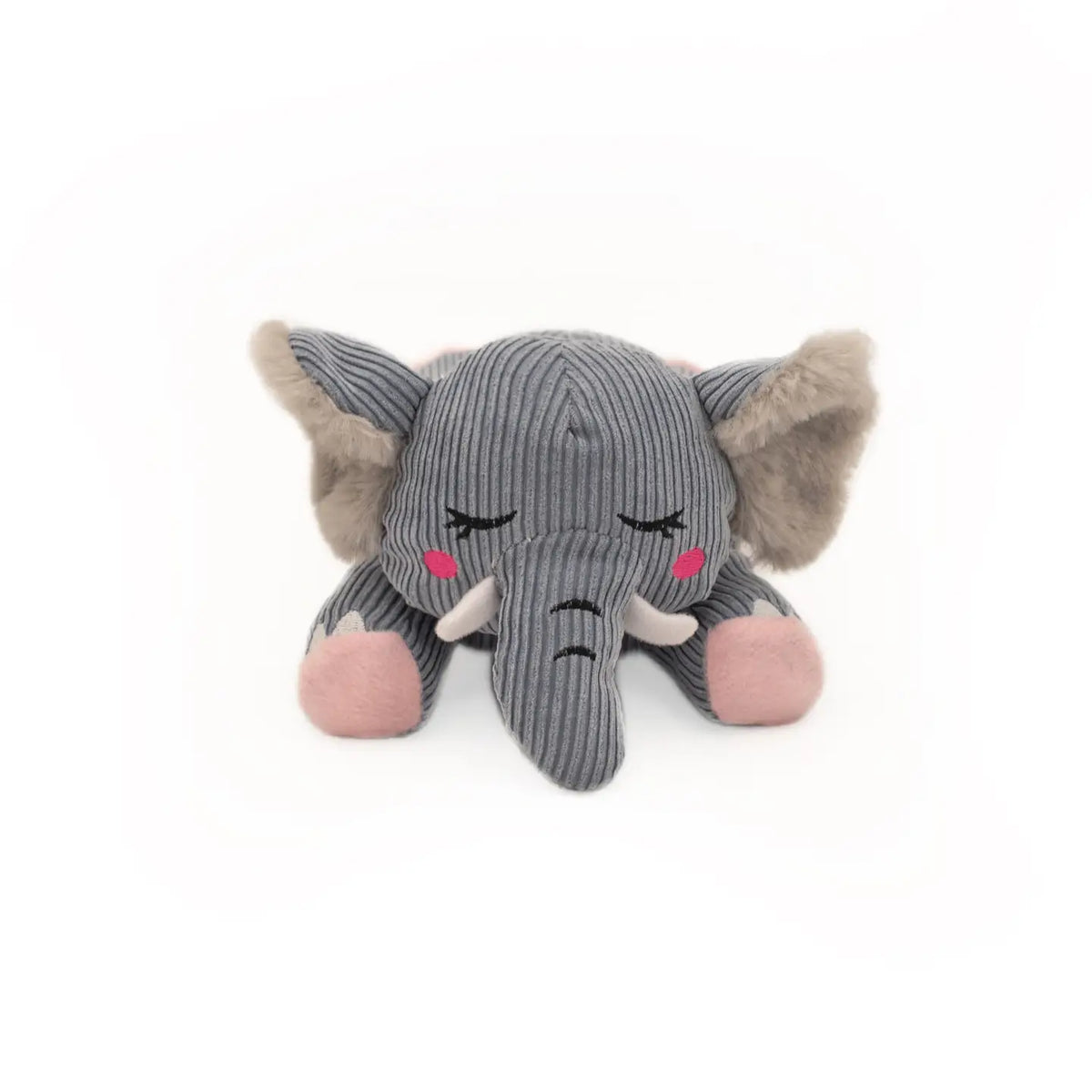 ZippyPaws Snooziez with Shhhqueaker Dog Toy - Elephant