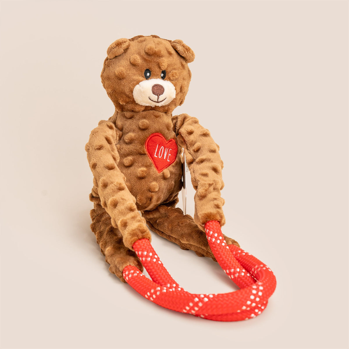ZippyPaws Ropetugz Dog Tug Toy - Love Heart Bear