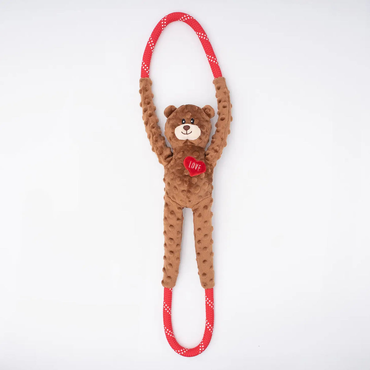 ZippyPaws Ropetugz Dog Tug Toy - Love Heart Bear