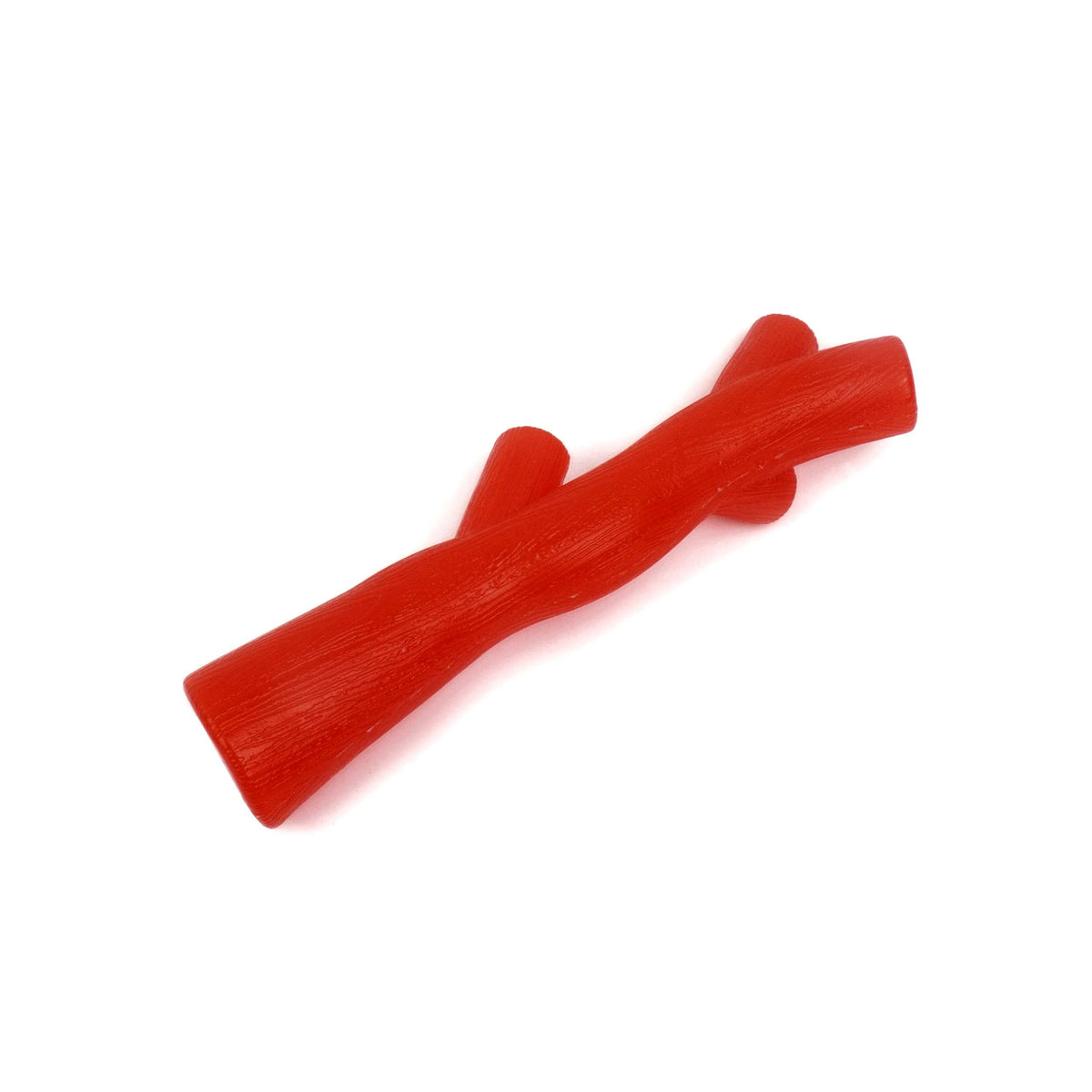 Red licorice candy shaped like a stick on a white background