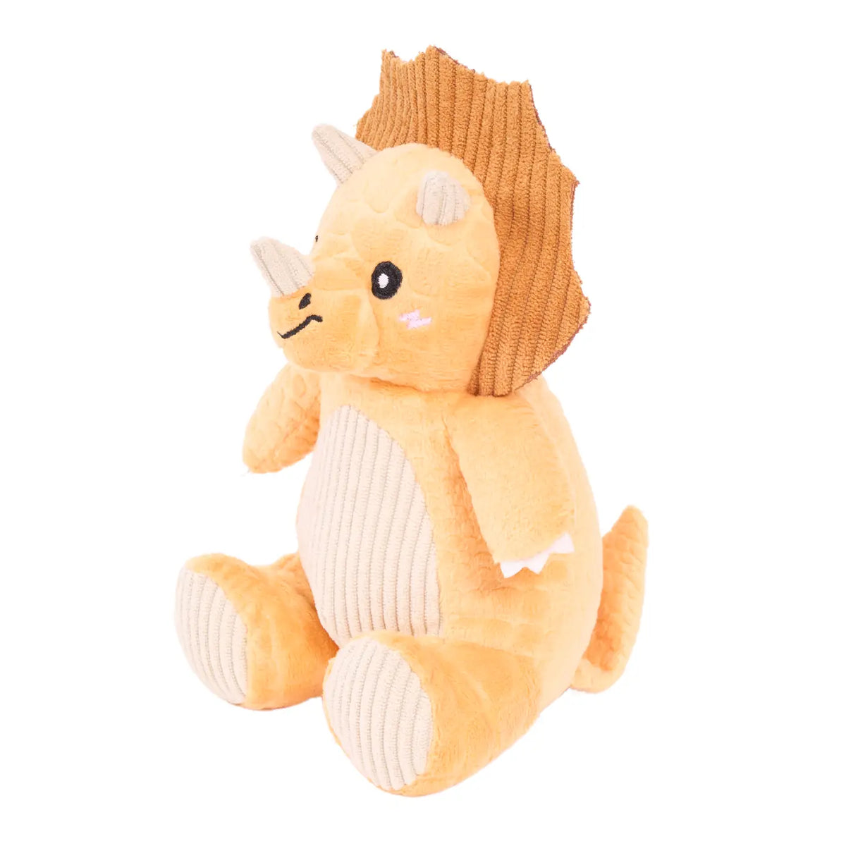 Plush toy with a triceratops design on a white background