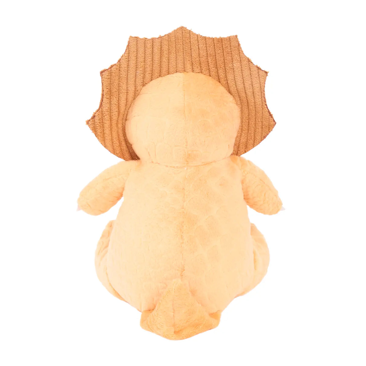 Plush Triceratops toy on a white background
