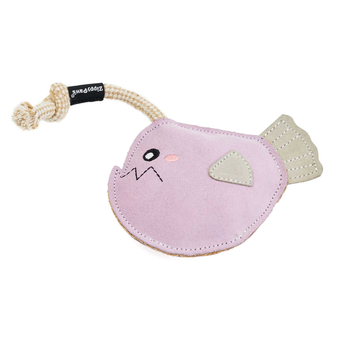 ZippyPaws Suede & Rope Eco Dog Toy - Angler Fish