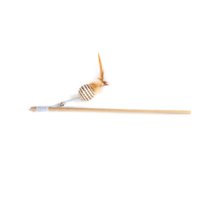 Fuzz Rustic Ball Wand Cat Toy