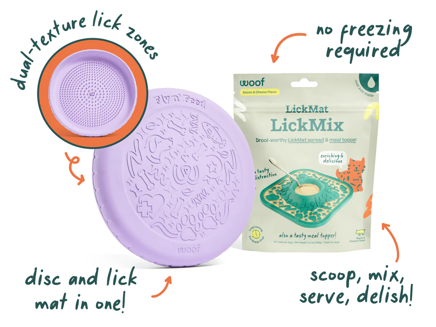 Woof Fly 'N' Feed Lavender Dog Frisbee & Lick Mat
