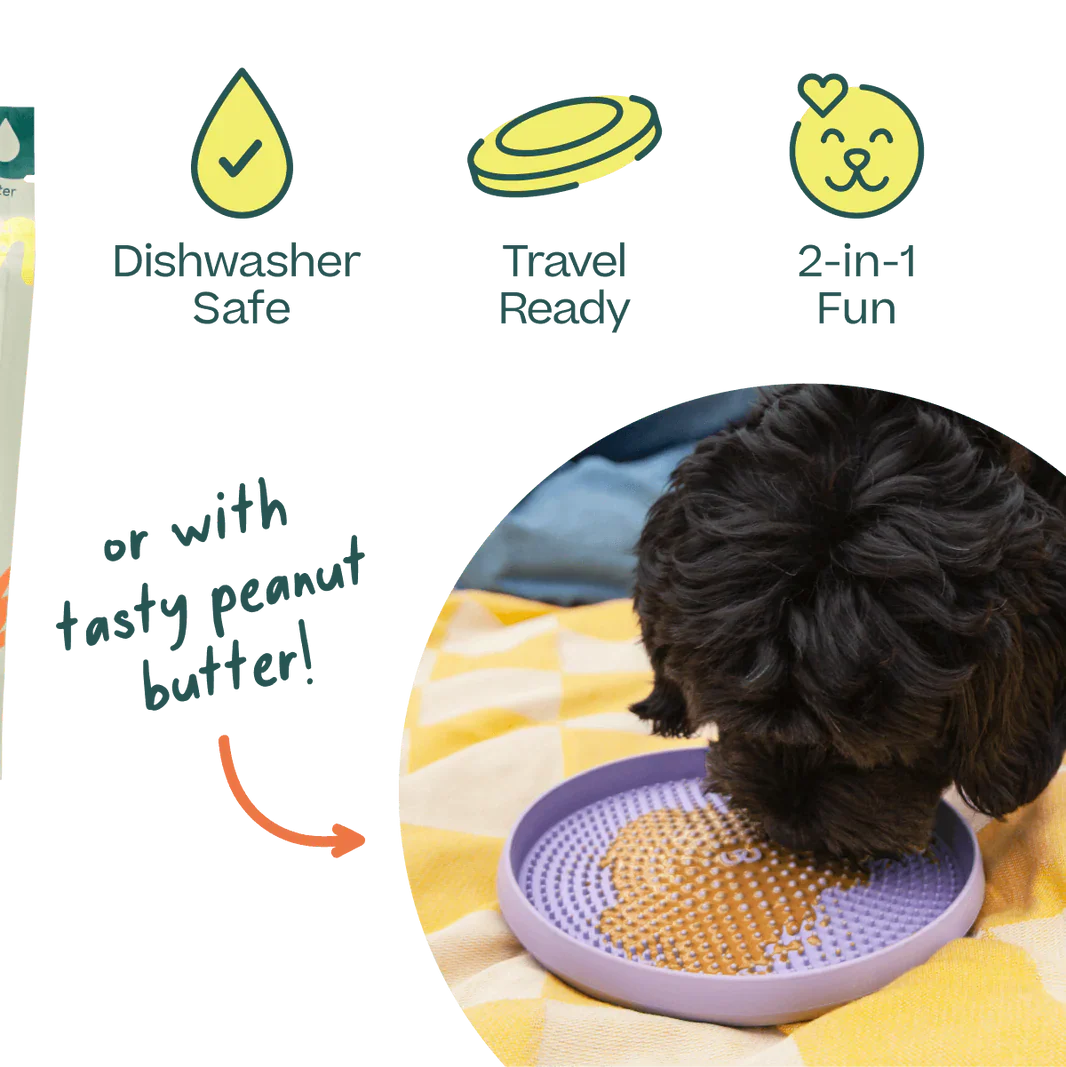 Woof Fly 'N' Feed Lavender Dog Frisbee & Lick Mat
