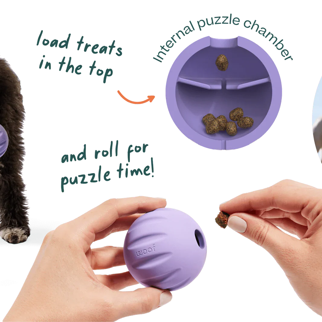 Woof Yellow Flyball 2-in-1 Dog Ball & Puzzle Toy