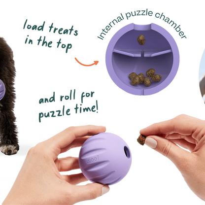 Woof Yellow Flyball 2-in-1 Dog Ball & Puzzle Toy