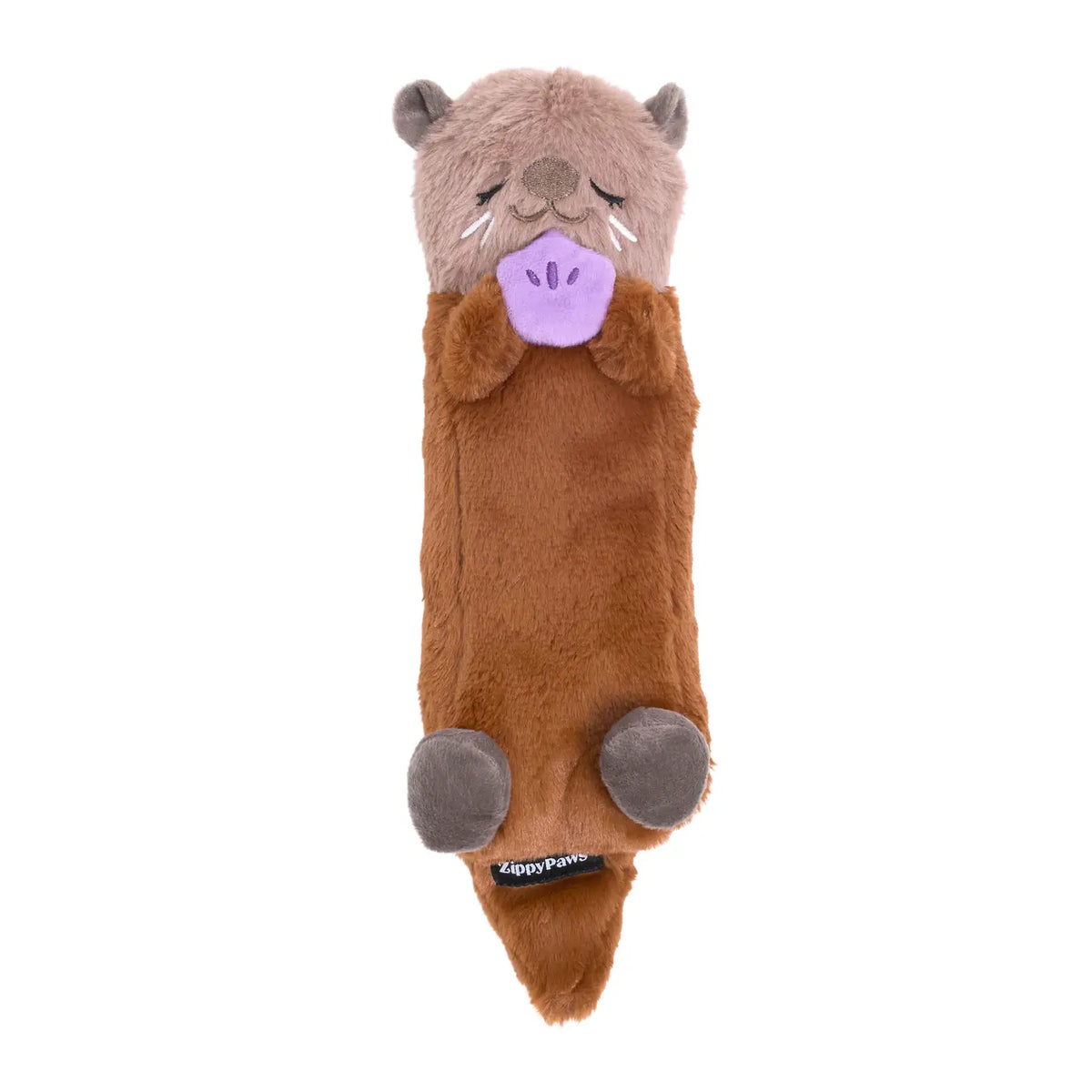 Plush otter toy on a white background
