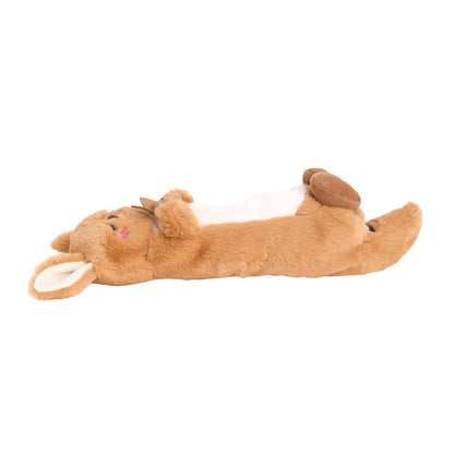 Plush kangaroo dog toy with a white belly on a white background