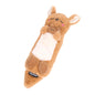 Plush kangaroo dog toy with a white belly on a white background