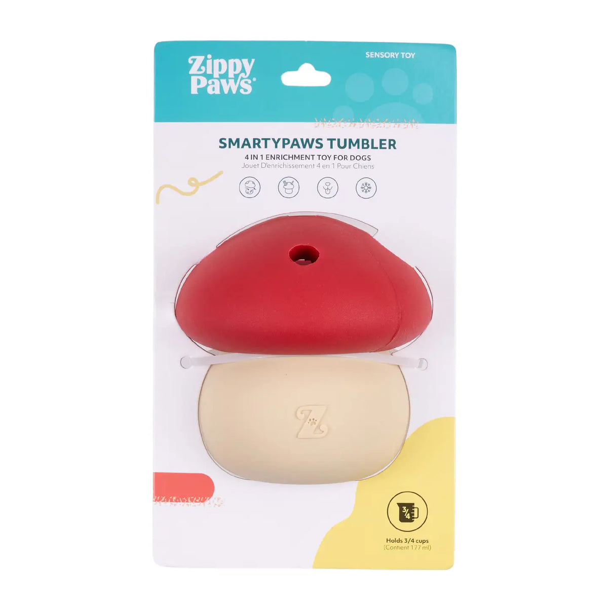 Zippy Paws SmartyPaws Tumbler dog toy packaging on a white background