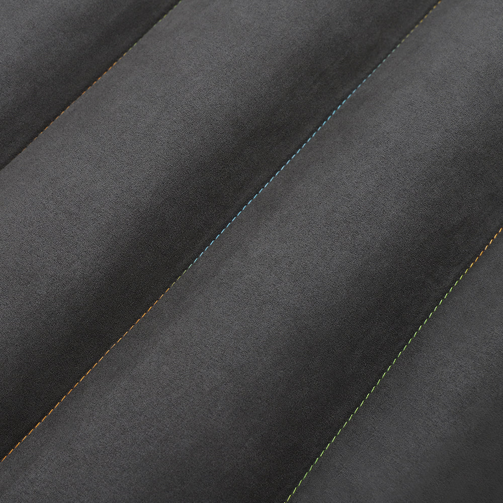 Close-up of air mat material with visible multicolour stitching