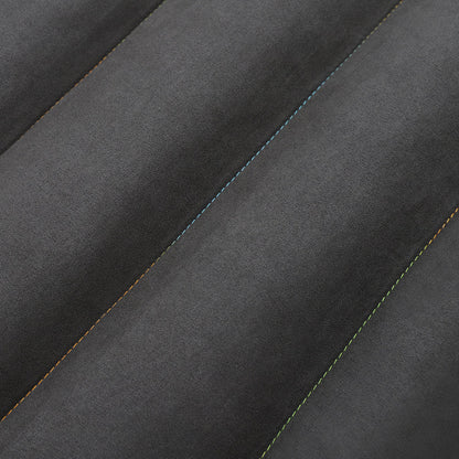 Close-up of air mat material with visible multicolour stitching
