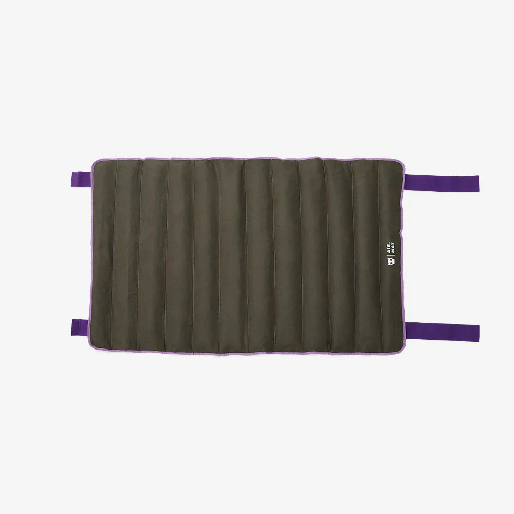 air mat with purple straps on a light gray background