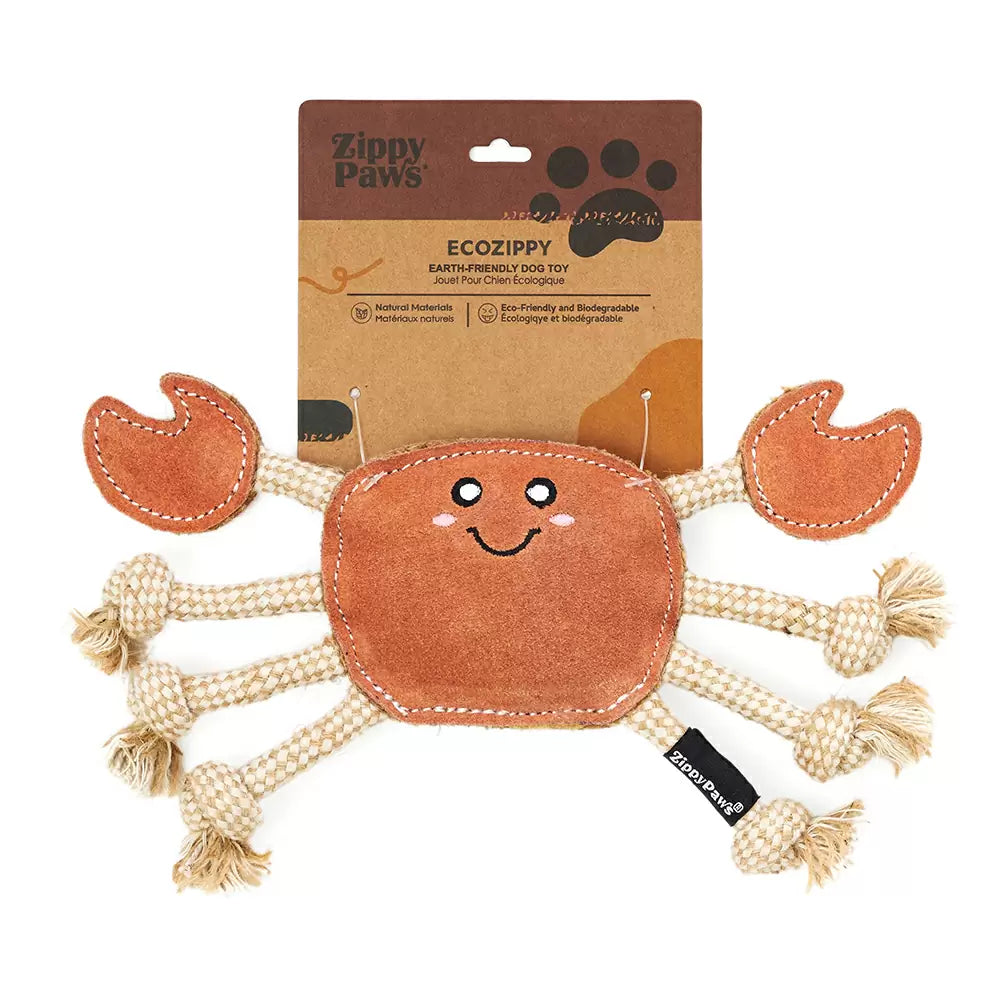 ZippyPaws ecoZippy Suede and Rope Buddies – Crab