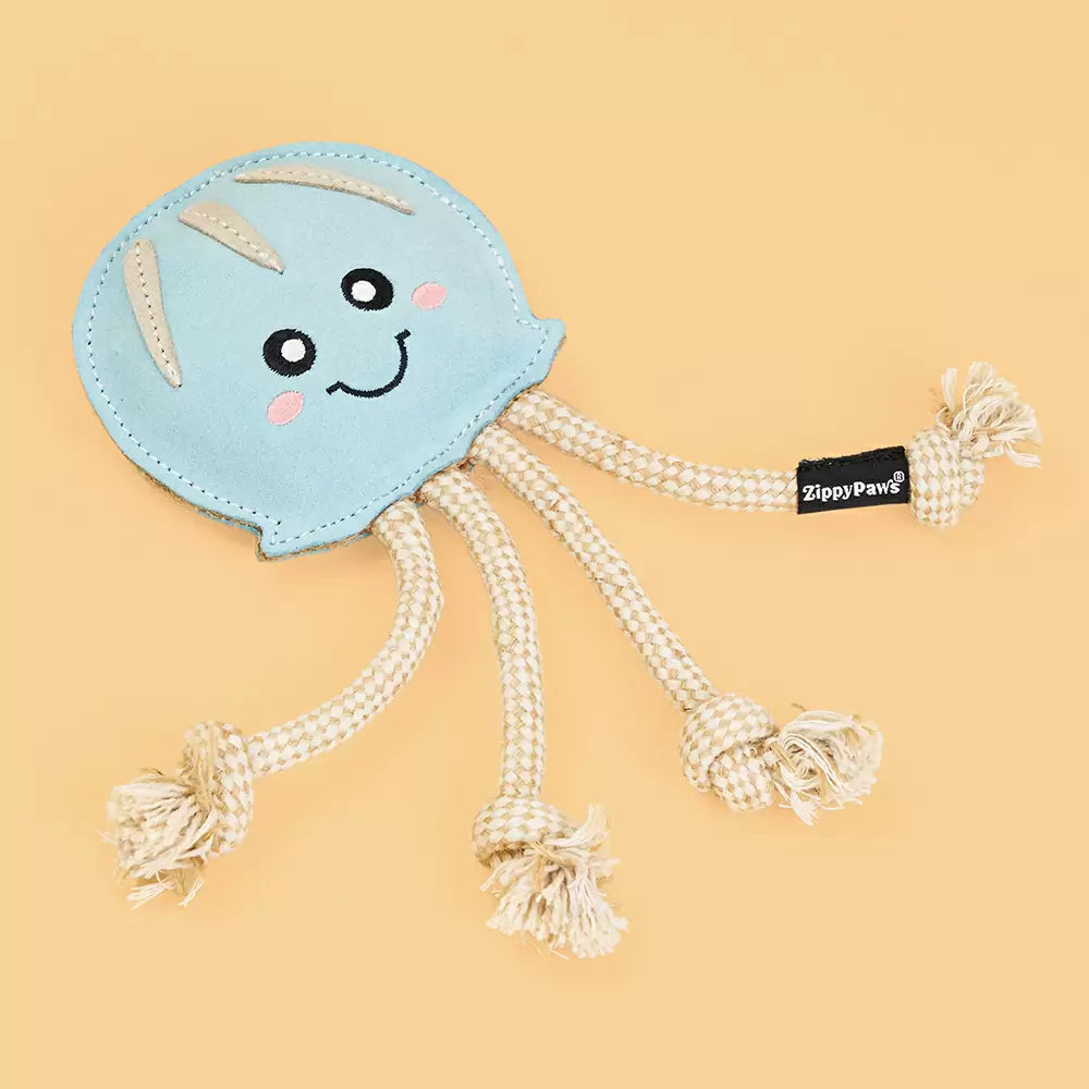 ZippyPaws ecoZippy Suede and Rope Buddies – Jellyfish