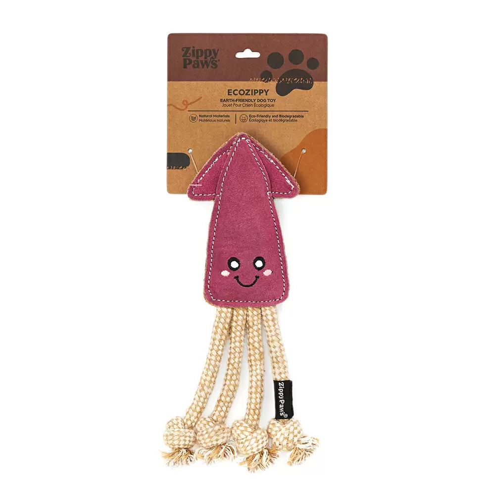 ZippyPaws ecoZippy Suede and Rope Buddies – Squid