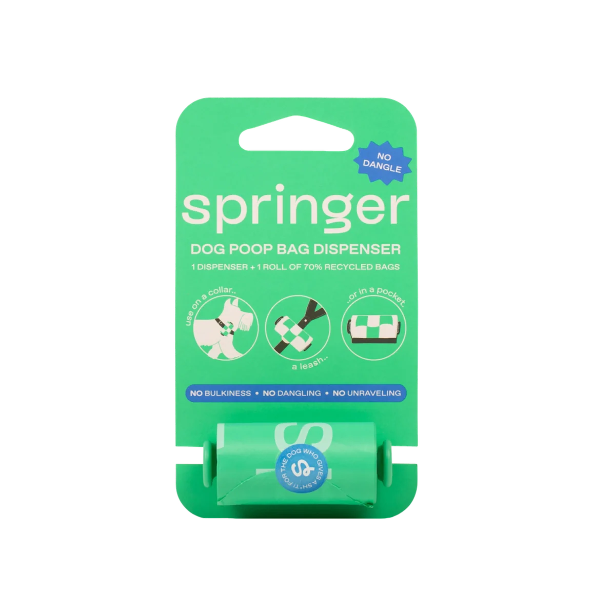Springland Dog Poop Bag Dispenser Holder + Roll