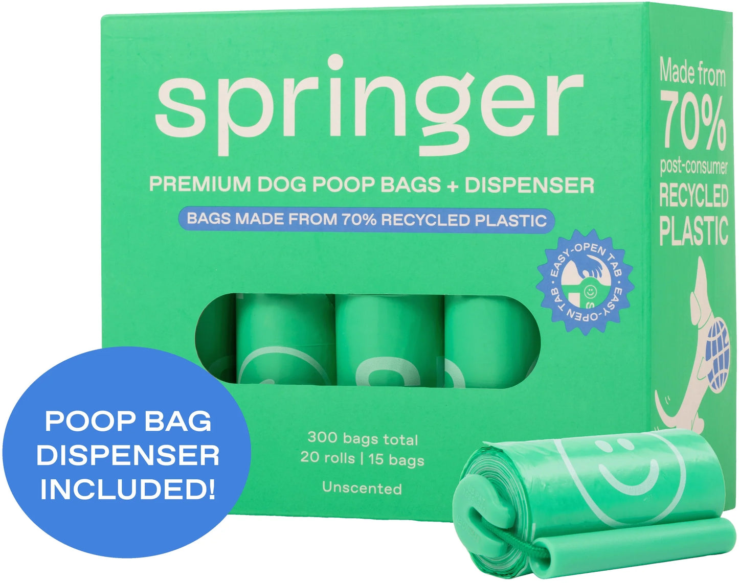 Springland Premium Dog Poop Bags | 20 Roll Box + Dispenser