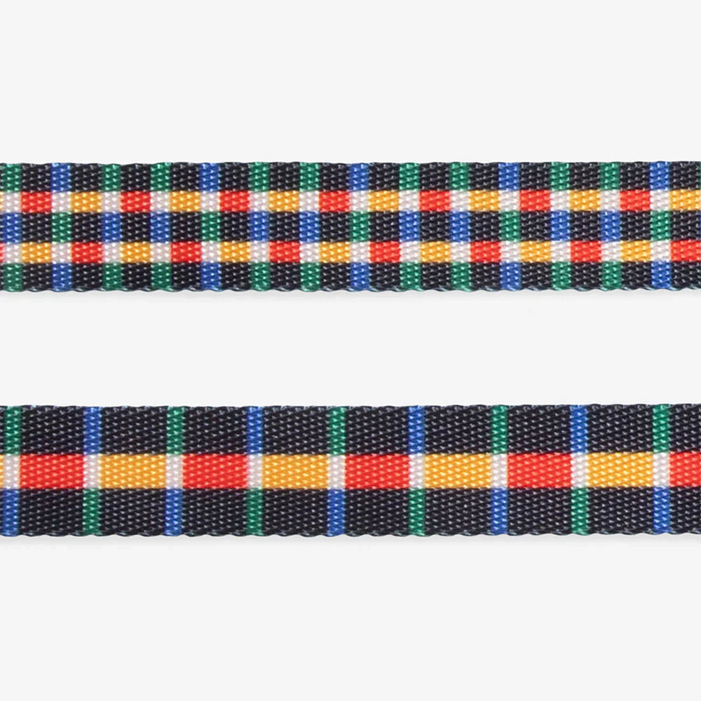 Multicolored plaid fabric on a white background