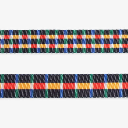 Multicolored striped lead fabric on a white background