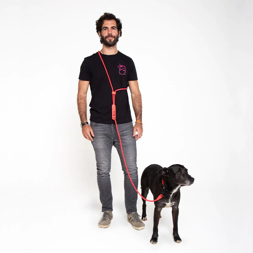 Zee.Dog Hands-Free Dog Lead - Neon Coral
